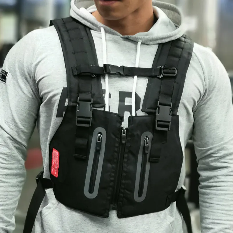 Taktische Brusttasche, funktionelle Outdoor-Sport-Brust-Rig-Tasche, Herren, schützende, reflektierende Top-Weste, Radfahren, Angeln