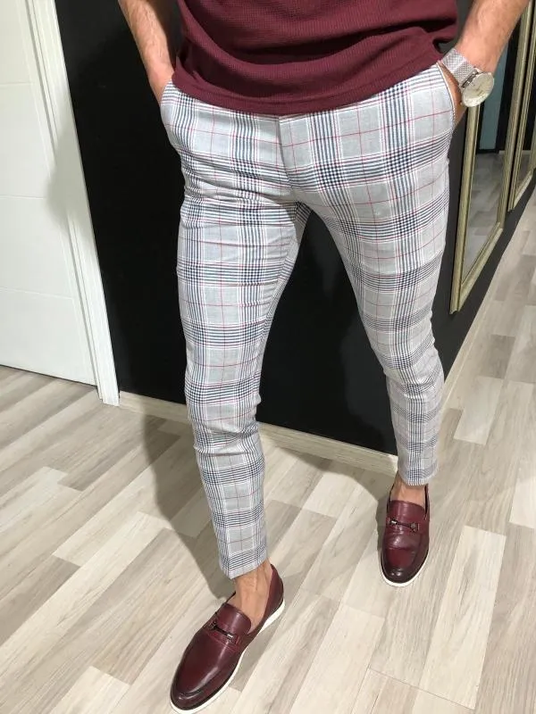 Mens smart sale checked joggers
