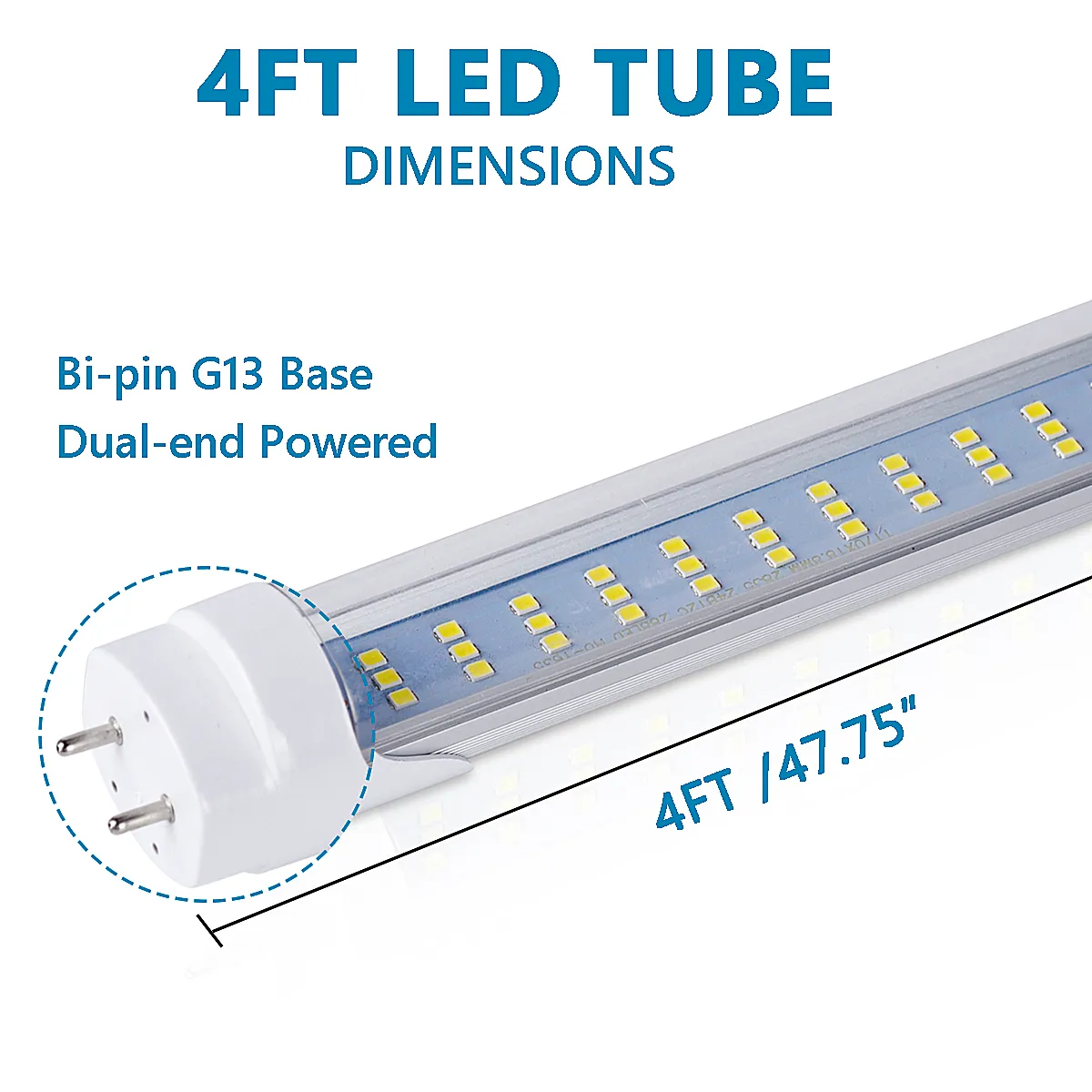 T8 4ft LED Tüp Ampulleri, Üçlü Sıra 60W 6000K Soğuk Beyaz, 6500lm, 4 Ayak T12 LED FLOUSEDESE TÜMÜ, BALAST BYPOS