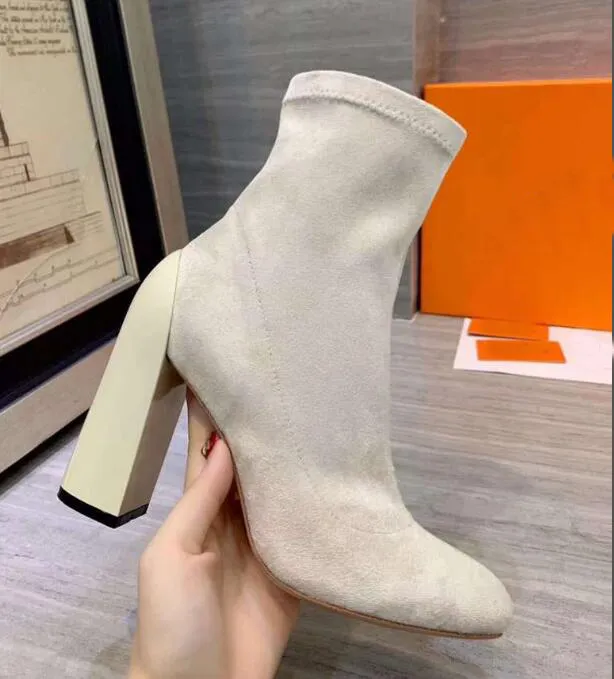 Fashion Brand H Womens Ankle Half Boots Martin Ladies Chunky High