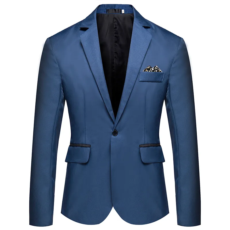 Męskie Koreańskie Slim Fit Fashion Cotton Blazer Suit Kurtka Czarny Niebieski Plus Rozmiar M do 5XL Mężczyzna Blazers Męskie Płaszcz Ślub