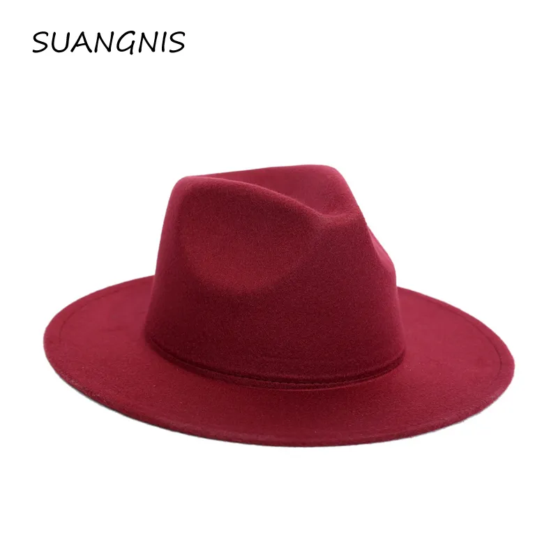 Neue Mode Fedora Hut Männer Frauen Nachahmung Woolen Winter Frauen Filz Hüte Männer Mode Schwarz Top Jazz Hut Fedoras Chapeau