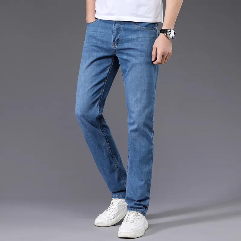 Jeans Men Straight Trousers Male High Quality Soft Slim Fit Business Denim Designer Casual Biker Pants Pantalon Hombre Homme