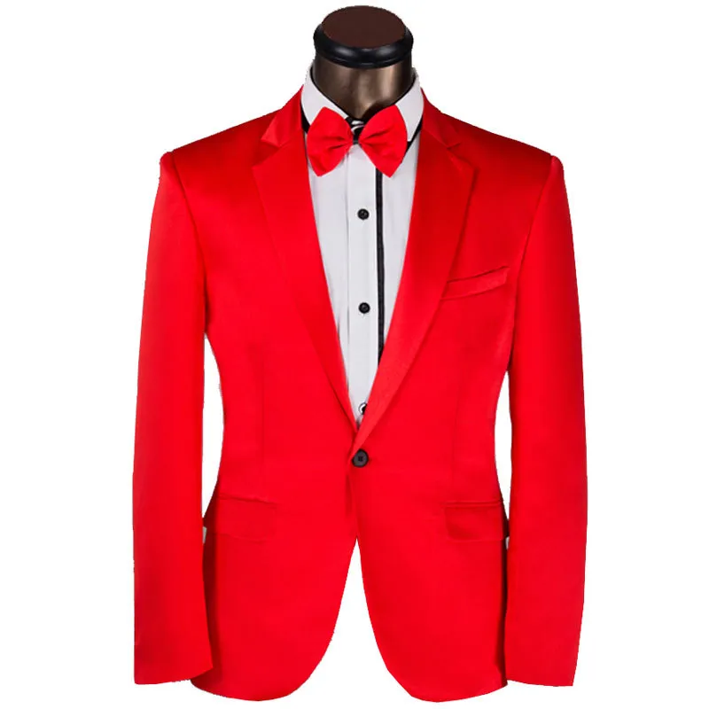 Red Groom Tuxedos 2019ワンボタンノッチラペルスリムフィットフォーマルビジネスマンのウェディングパーティー推測（ジャケット+弓）