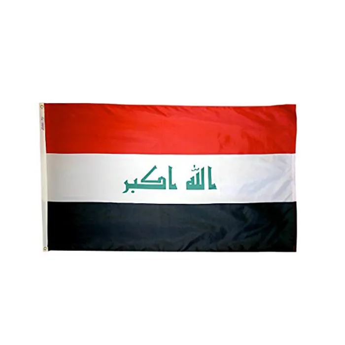 Högkvalitativ 3x5ft National Irak Flag 100D Polyester Banner Utskrift 3 'X5' 150x90cm Hängande reklamanvändning, droppe frakt