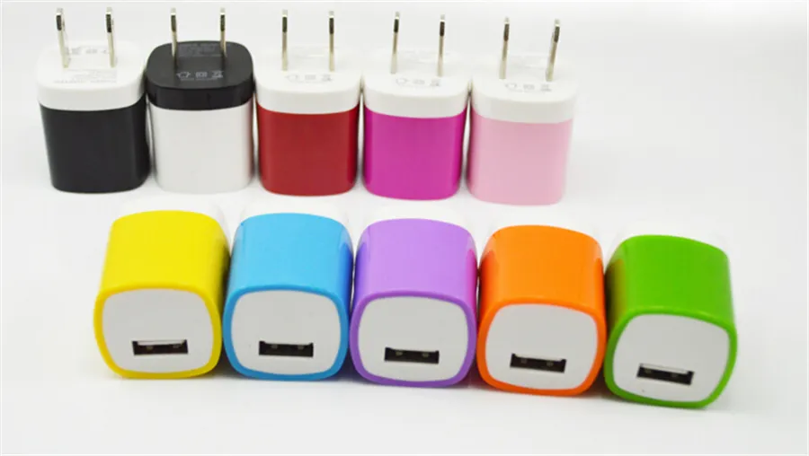 Fingeravtryck Wall Chargers 1A Enstaka USB -portar US Home Plug -adapter HTC LG för Samsung No Package3008772