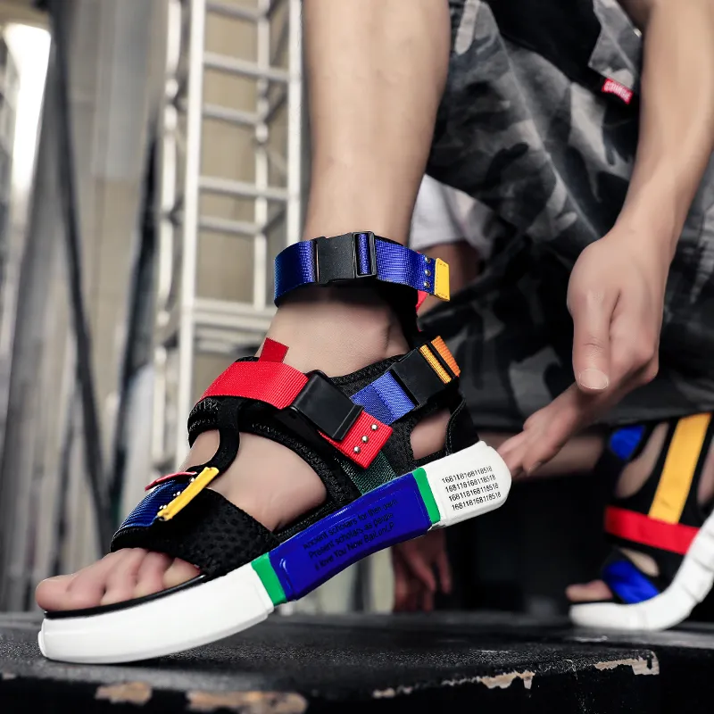 Meb Summer Shoes Sandals Novelty Design High Top Colorful Hook And Loop Cool Men Sandals Beach Shoes Sandalias Hombre Casual