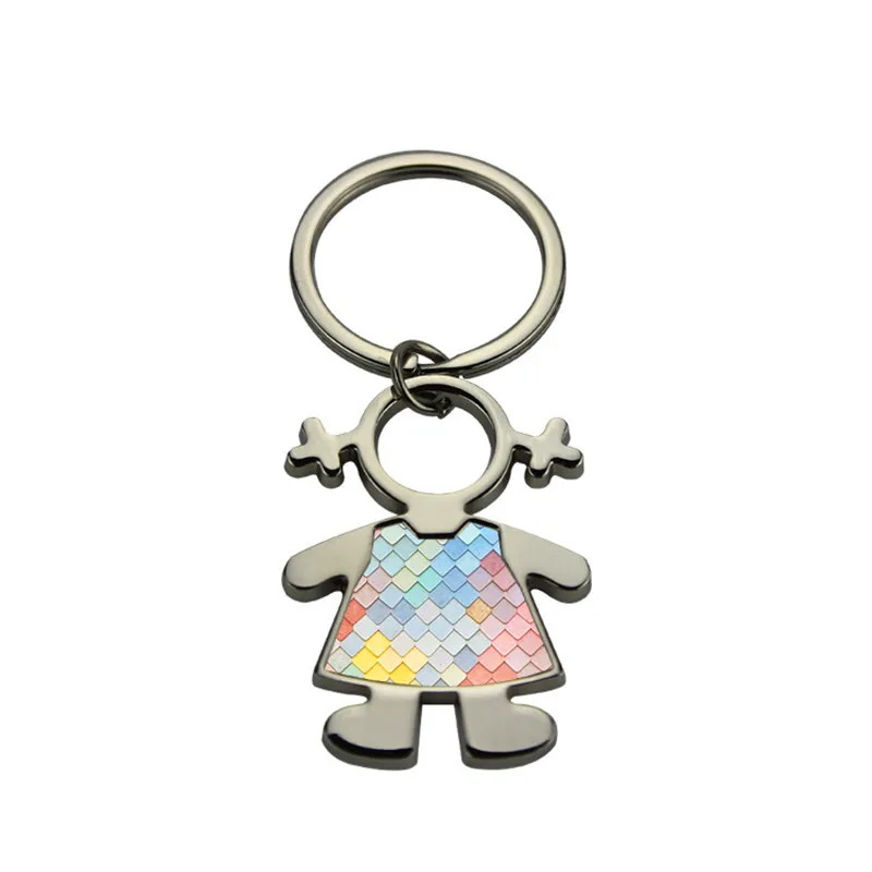 Porte-clés en métal pour fille et garçon, pour impression par Sublimation avec feuille d'aluminium, avec boîte d'emballage de détail, 10 pièces/lot