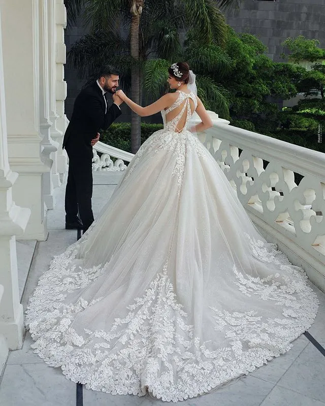 A Line Backless Beach Wedding Dress V Neck Sequins Ivory Wedding Gowns –  Pgmdress
