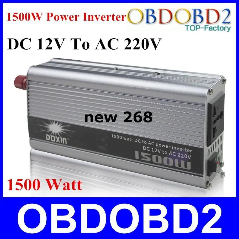 Freeshipping 최고의 품질 1500W 전원 인버터 1500W 독소 전압 레귤레이터 충전기 가정용 DC 12V AC 220V 1500 와트 변환기