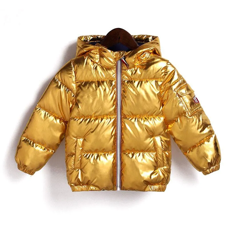 Kinderen winterjas voor jongens meisjes zilver goud casual kapmantel baby warme kleding uitloper kinderen parka jas ruimte pak