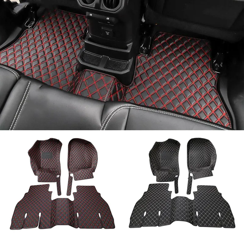 Auto Leder Fußmatte Rutschfeste Fußmatten Für Jeep Wrangler JL 2018+ Auto  Interior Zubehör 4door Von 440,1 €