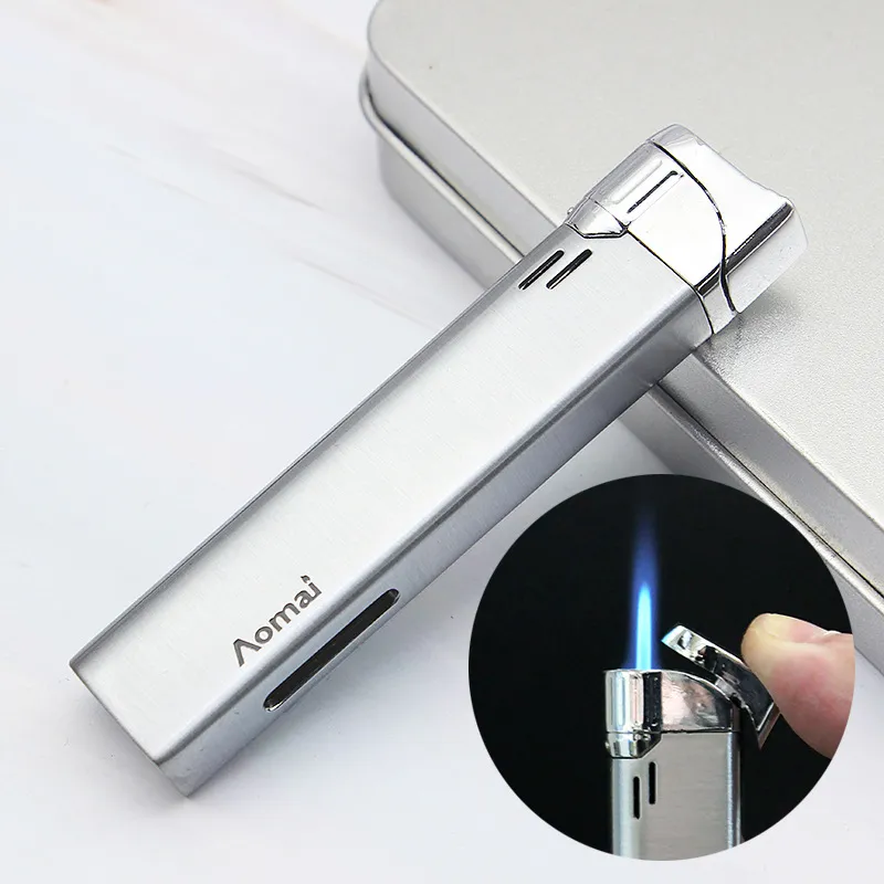 New Arrival Genuine Aomai Compact Jet Butane Lighter Can See Butane Torch Wind-proof Lighters Green Flame Fashion Men And Women Lighting