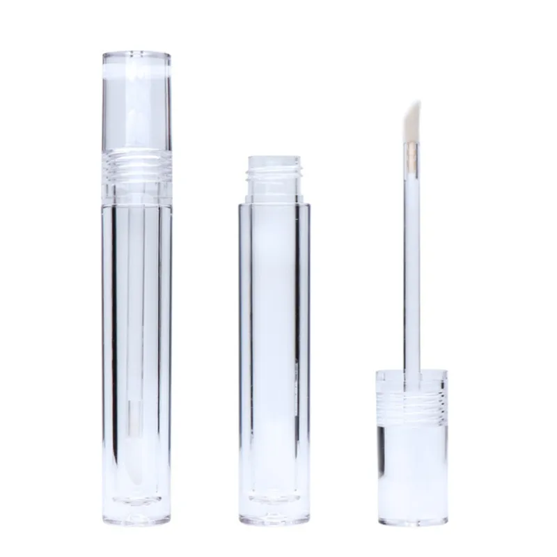 10pcs / lot Tubes de brillant à lèvres vides de 7,8 ml Tubes de brillant à lèvres en cristal transparent rond avec baguette Tubes de brillant à lèvres vides Bouteilles transparentes C067