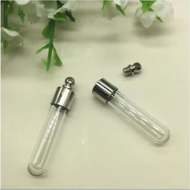 50 teile/los SCHRAUBVERSCHLUSS rohr 35*6mm glasfläschchen anhänger kristall Glas Parfüm Medaillon reis fläschchen schraubverschluss Halskette charme füllen