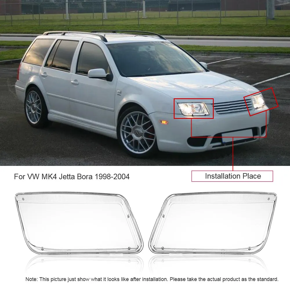 Livraison gratuite une paire de remplacement de couvercle de phare en plastique transparent pour VW MK4 Jetta Bora 1998-2004