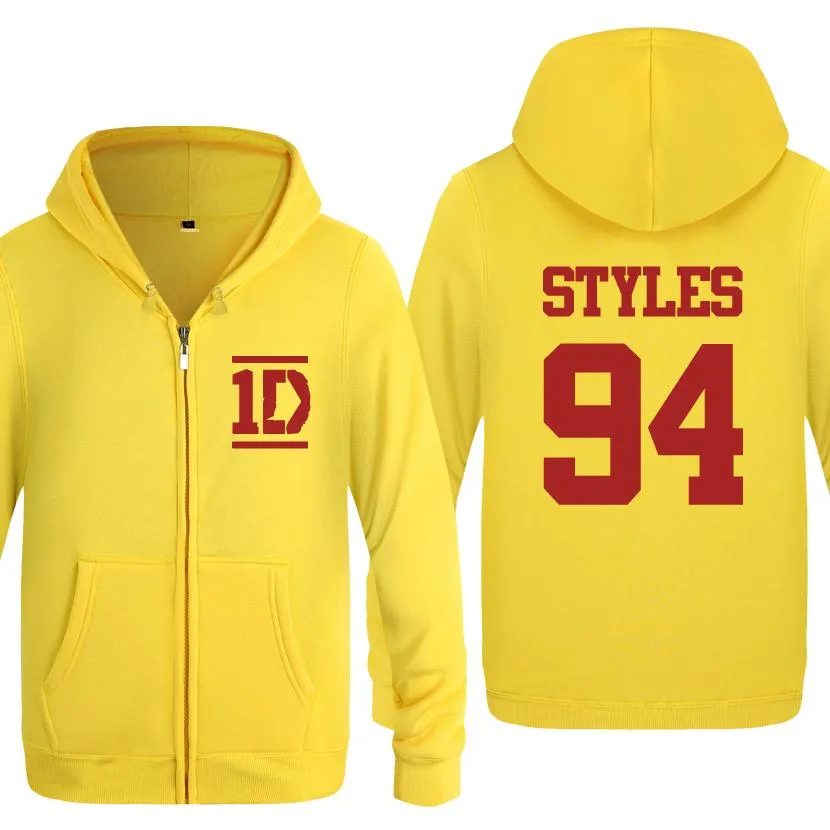 Harry Styles 94 - One Direction Music Hoodies Hommes 2018 Cardigans à fermeture éclair en polaire pour hommes Sweats à capuche