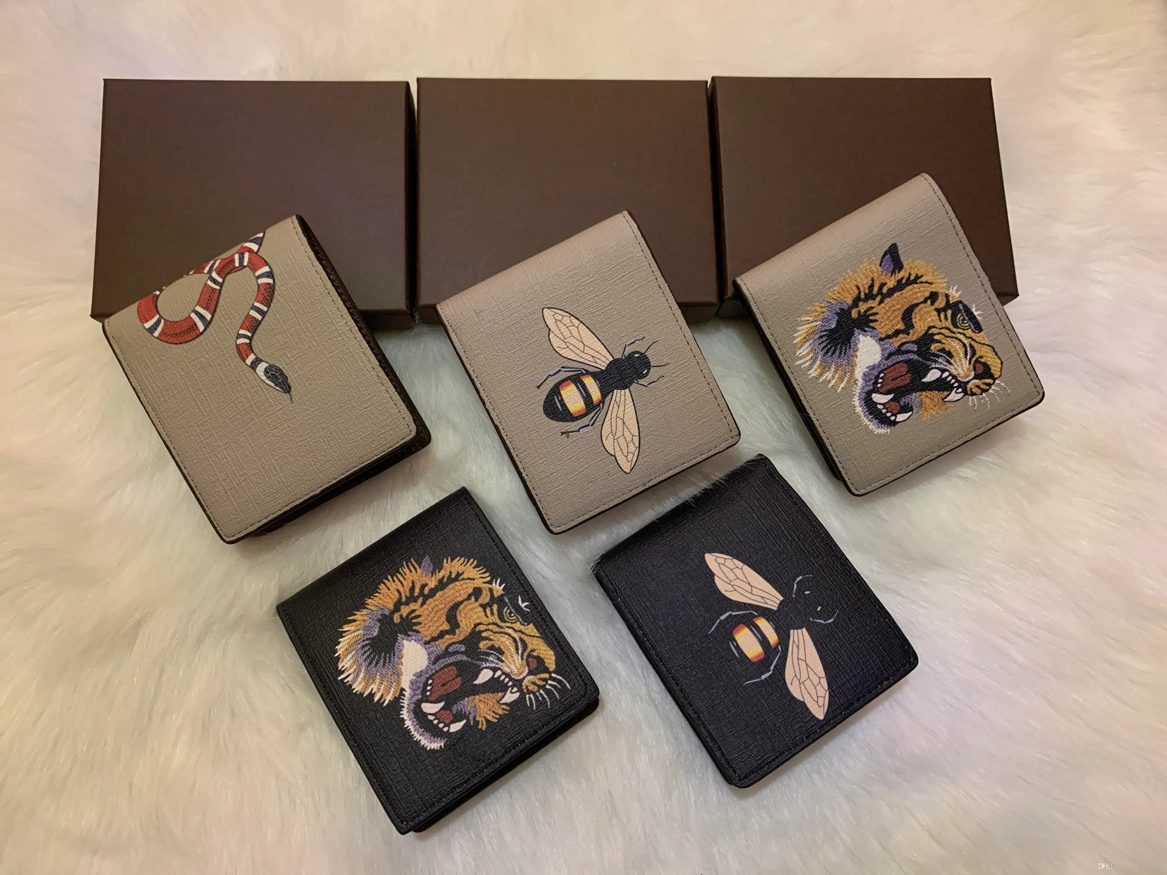 designer carteira masculina marca carteiras femininas fina carteira masculina porta-cartões cobra tigre abelha bolsas