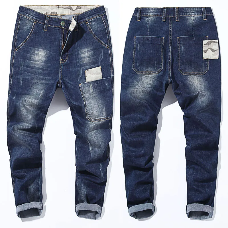 Talla grande Harlan Jeans Masculino 2019 primavera Nuevos Hombres Stretch Jeans Moda Casual Camuflaje Pantalones Brand Ropa 40 42 44 46 48