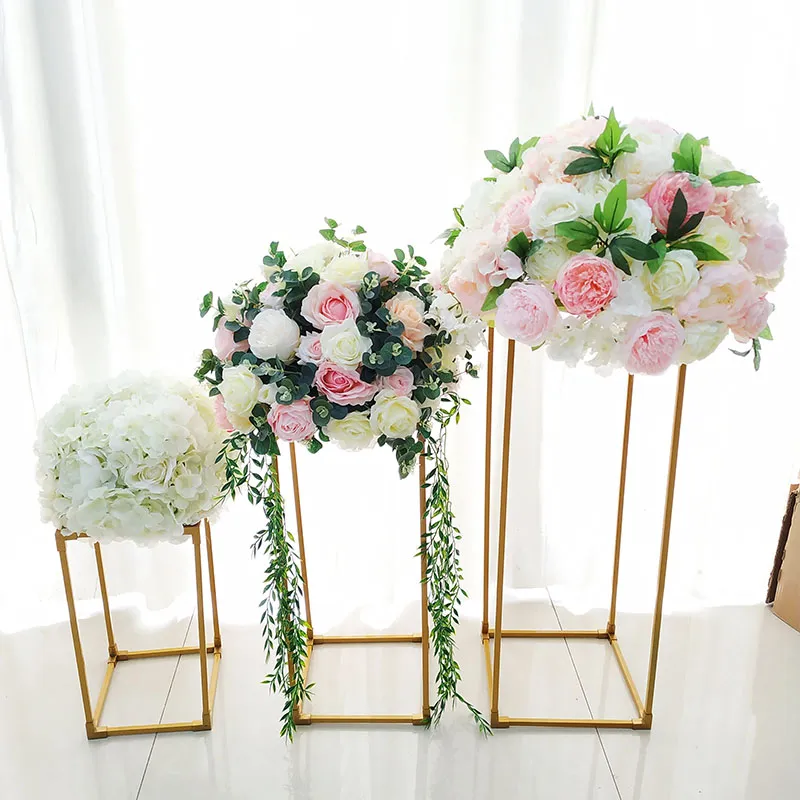 10pcs/ Lot Vases Gold/ White Flower Stand Metal Road Lead Wedding Centerpiece Table Flower Rack for Event Party Decoration