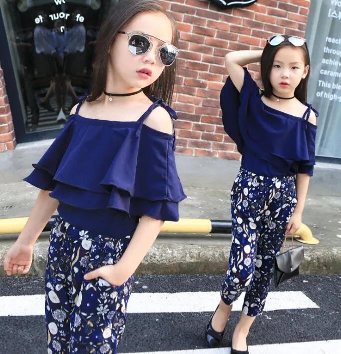 Floral Print Off Shoulder Chiffon Tee And Pant Set For Girls Boutique Twin Clothing Sets Perfect For Beachwear And Childrens Occasions GGA3508 3 From B2b baby 8.95 DHgate.Com
