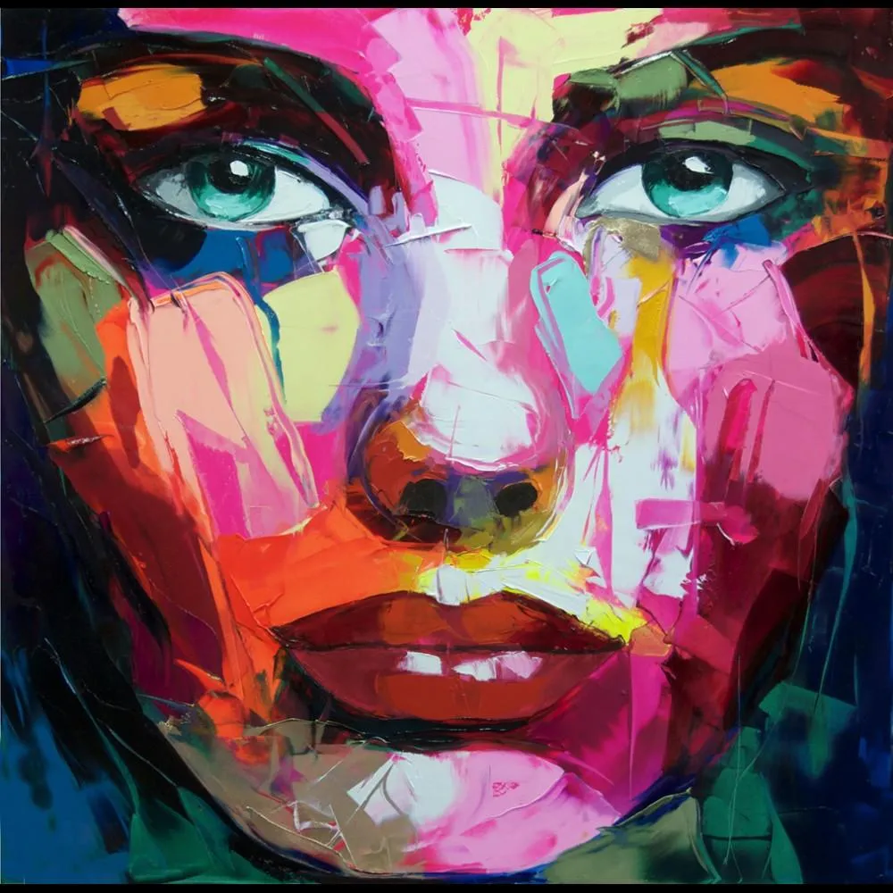 Francoise Nielly Palette Knife Impression Home Artwork Modern Portrait Handmade Oil Painting on Canvas Concave and Convex Texture Face203