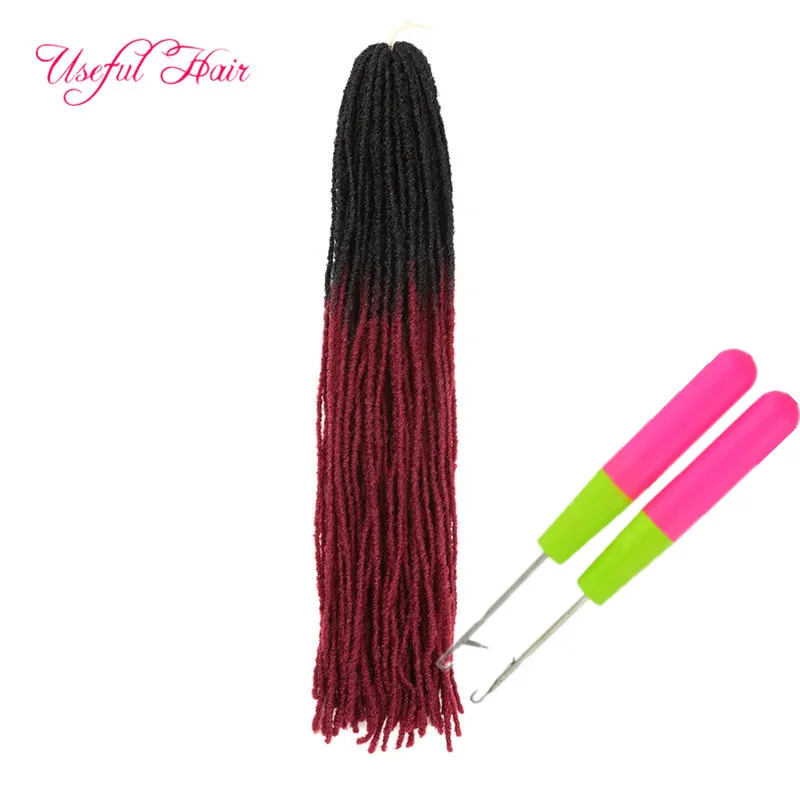 Dreadlocks ombre loira crochet extensões puro longos cabelos sintéticos tecer 18 polegadas trançando irmã de cabelo micro bloquear ganchos livres retos