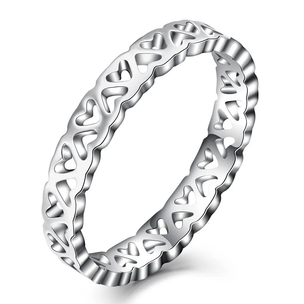 Nieuwe mode titanium rvs holle hart womens elegante vinger ring band lover sieraden cadeau voor vriendin vrouwen te koop groothandel