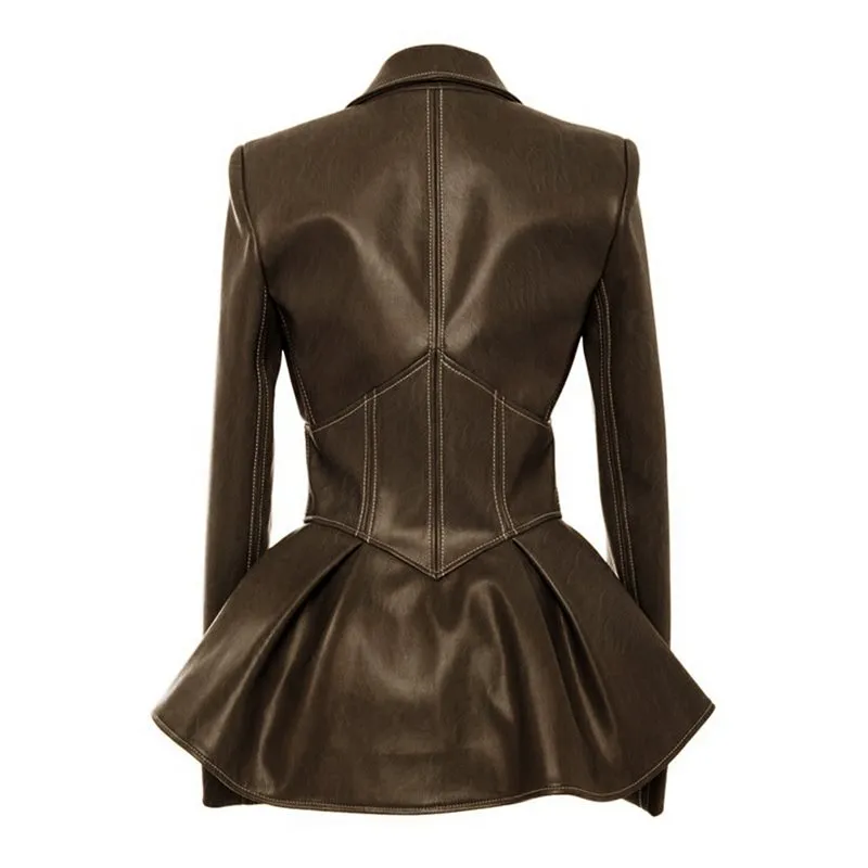 Ladys rosetic leather coat sales