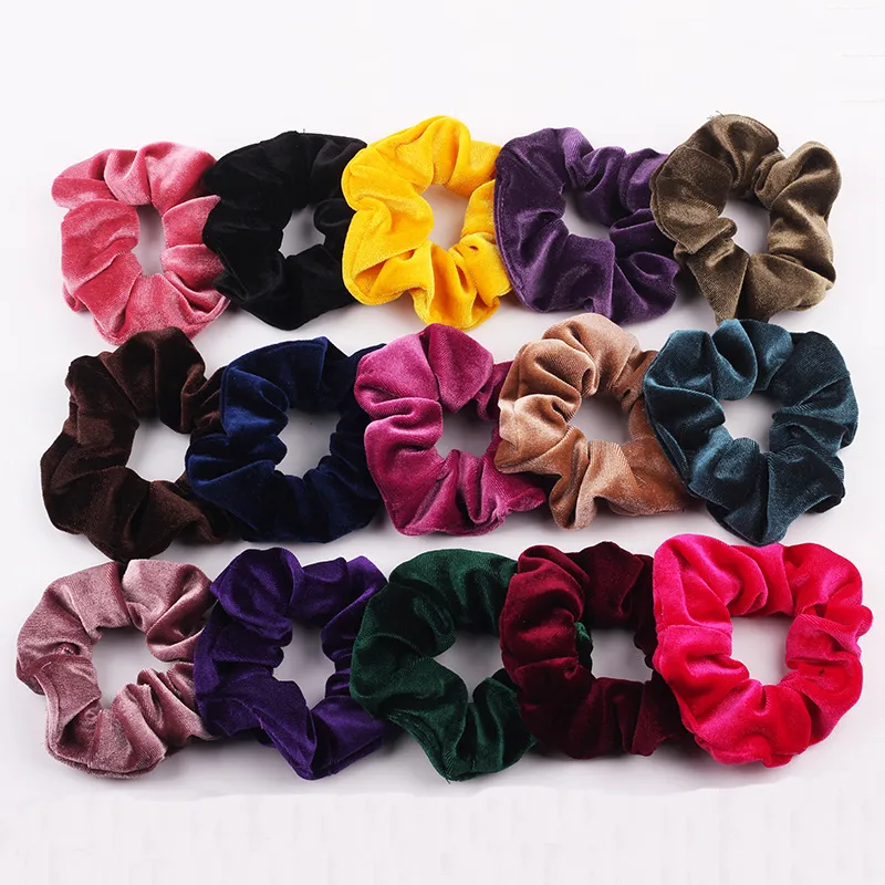 15 teile / los heißer verkauf Samt Scrunchie Frauen Mädchen Elastisches Haar Gummibänder Zubehör Gummi Für Frauen Krawatte Haar Ring Seil Pferdeschwanz Halter