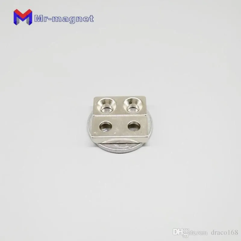 100pcs/lot 20 x 10 x 4mm 5mm Hole N35 Super Strong Rare Earth Ring Block Neodymium Magnet