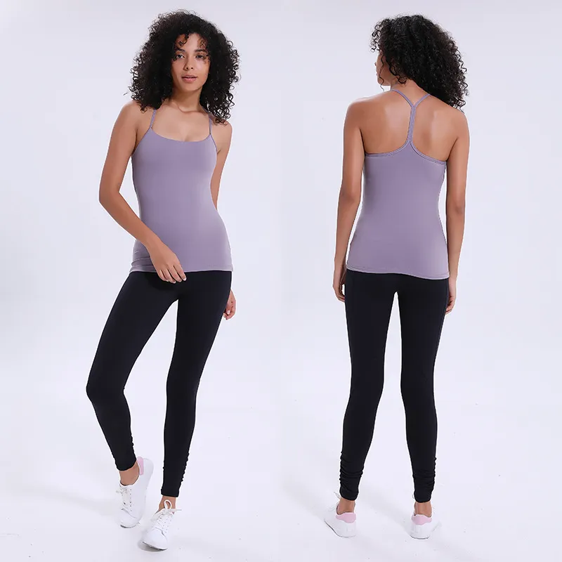 Kadın Seksi Açık Geri Raf Sütyen B / C Bardaklar strappy Geri Aktif Spor Egzersiz Sıkıştırma yoga koşu Giyim Racerback Tank Top Tops