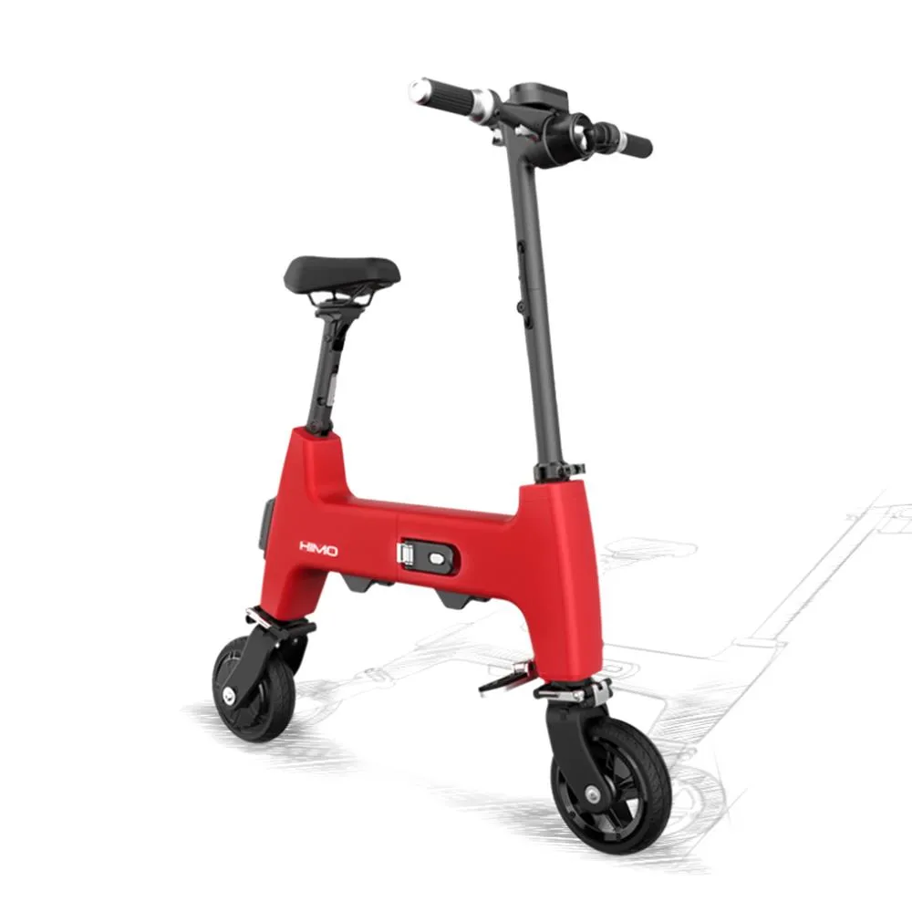 HIMO H1 المحمولة قابلة للطي اثنين عجلة دراجات كهربائية 20KM التحمل A3 حجم الورق الآمن والراحة - الأحمر