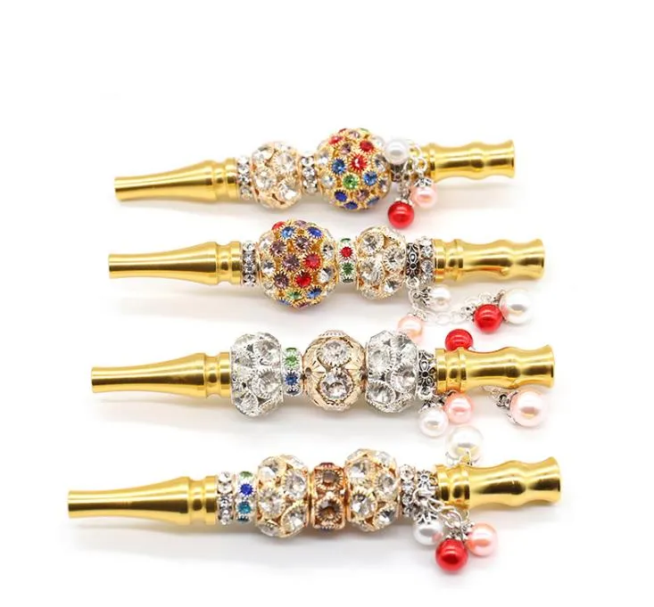 Gold Diamond Cigarette Holder Beaded Pipe