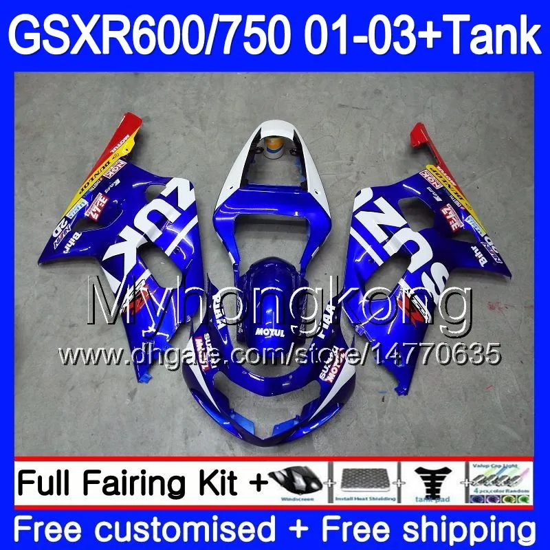 + Tank for SUZUKI GSX-R750 GSXR 750 600 K1 GSXR600 01 02 03 294HM.5 GSX R600 R750 GSXR-600 GSXR750 2001 2002 2003 Fairings factory blue hot
