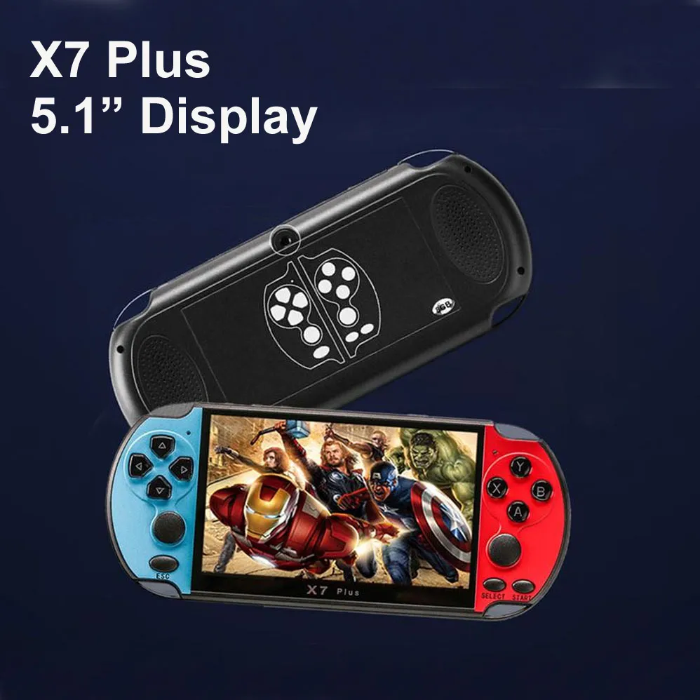 8GB X7 Plus Handheld Game Player 5,1 tums Stor PSP-skärm Bärbar konsol MP4 med kamera TV Out TF Video för GBA NES spel