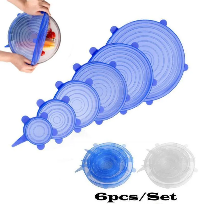 Silicone Stretch Suction Pot Lids Food Grade  Keeping Wrap Seal Lid Pan Cover Nice Kitchen Accessories 