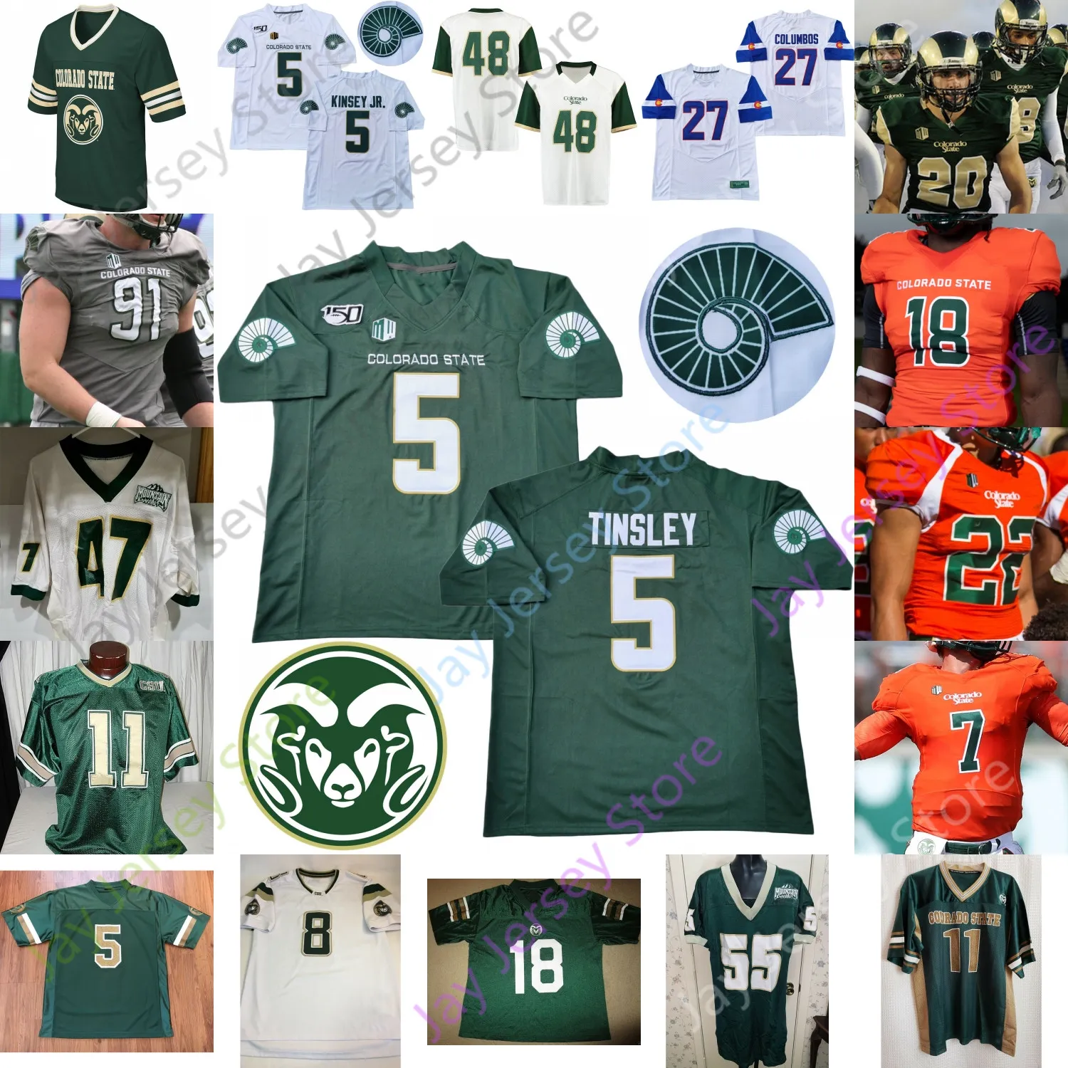 NOUVEAUX maillots de football 2020 Colorado State Football Jersey NCAA College Toby McBride Patrick O'Brien McElroy Thomas Hicks Carta-Samuels Matthews Williams Stouffer