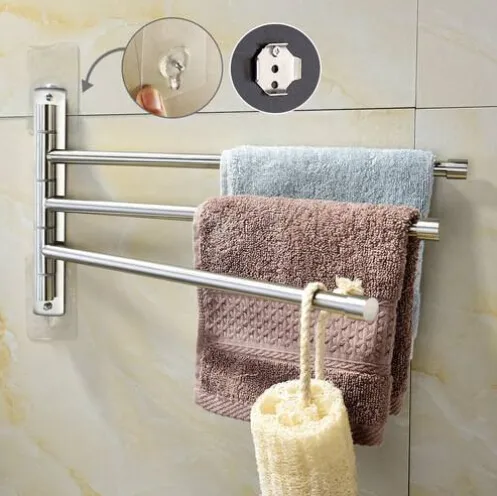 Brushed Nickel Stainless Steel Self Adhesive Swivel Towel Bar Over