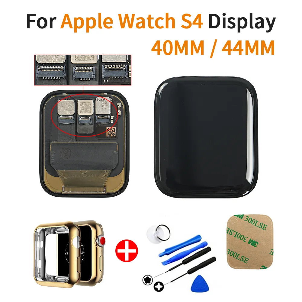 LTE / GPS för Watch Series 4 LCD, för Apple Watch Series 4 LCD-pekskärm Digitizer Assembly med lim + TPU-lock + Verktyg