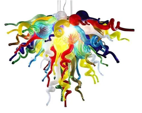 현대의 멀티 컬러 Murano 스타일 유리 샹들리에 거실 침실 장식 손 날려 유리 led 블루브 펜던트 램프 판매