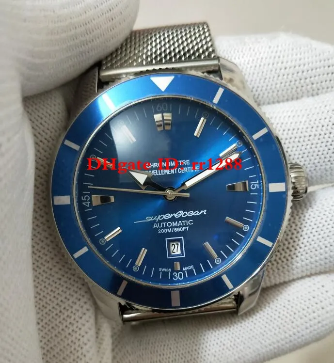 Relógio De alta Qualidade Super Oceano AB2020161C1A1 Data dia automático Azul dial Mens Relógios Relógios De Pulso