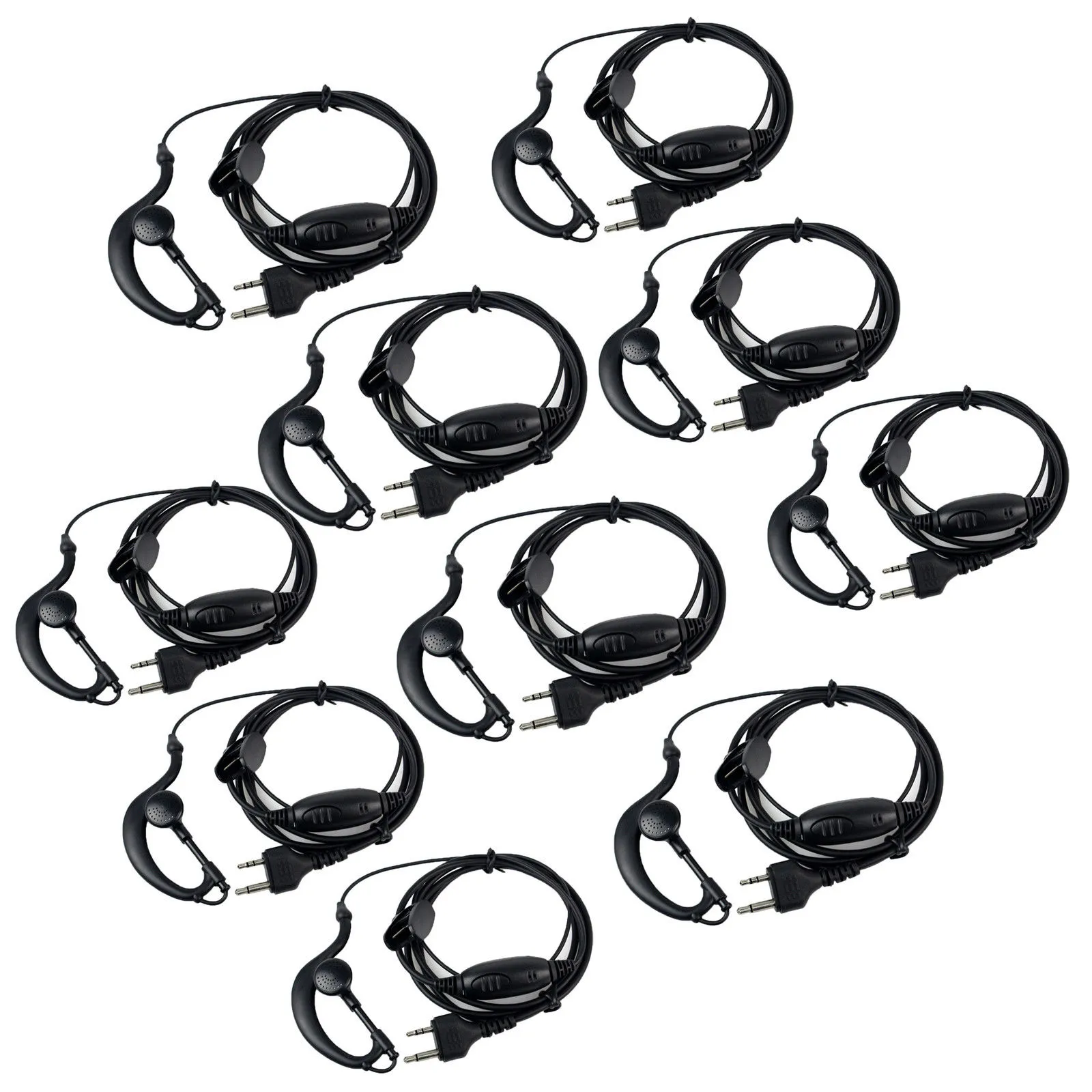 10 Stück G-Form Ohrhörer Headset PTT MIC für Midland Walkie Talkie G5/6/7/8 LXT114