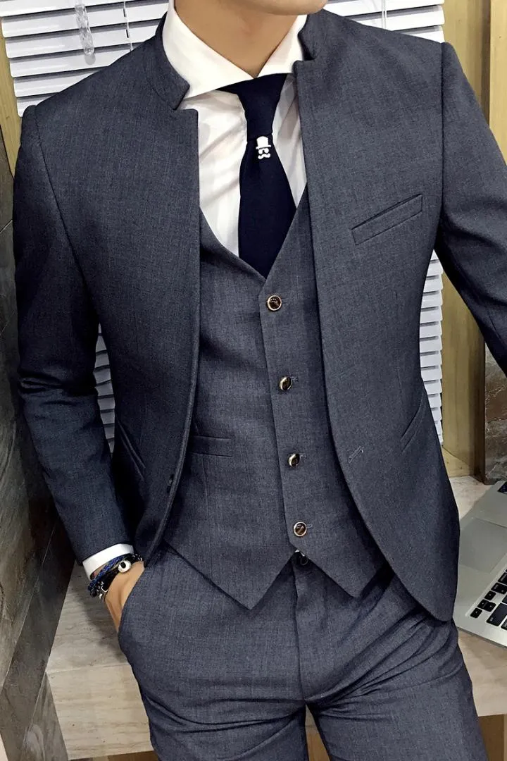 Mandarin collar suit jacket deals