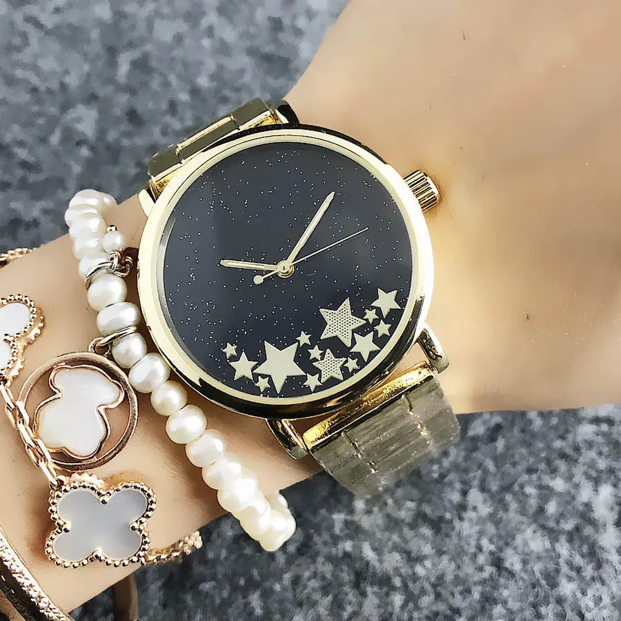 Reloj de pulsera de cuarzo con banda de acero y metal estilo Girl Star para mujer de marca de diseño M a la moda M62