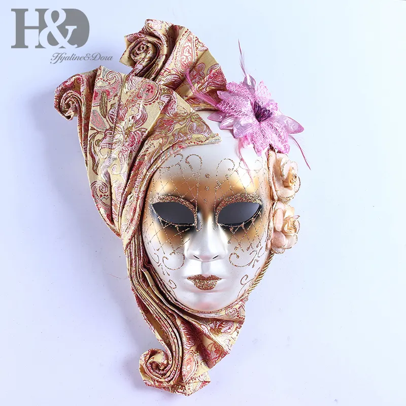 H&D Headpiece Full Face Masquerade Venetian Mask Masquerade Wall Mask  Carnival Costume Fanshaped Mardi Gras Gifts From Jiguan, $35.87