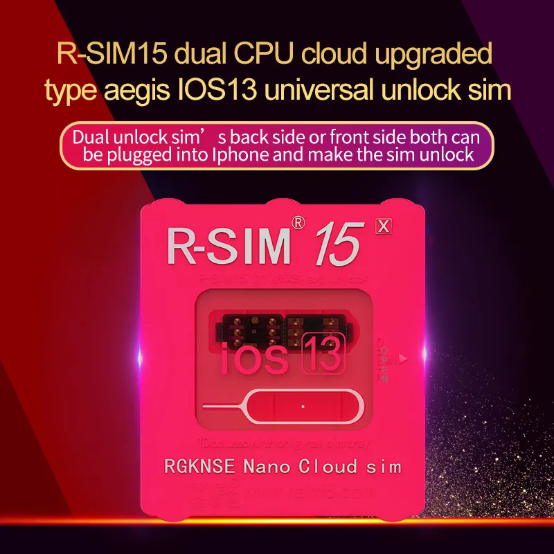 RSIM15 Lås upp kort R-SIM15 Lås upp iOS13 RSIM 15 Dual CPU Uppgraderat iOS13 Universal Lås upp SIM-kort för iPhone 11 Pro 8 plus 7 6 xs max xr