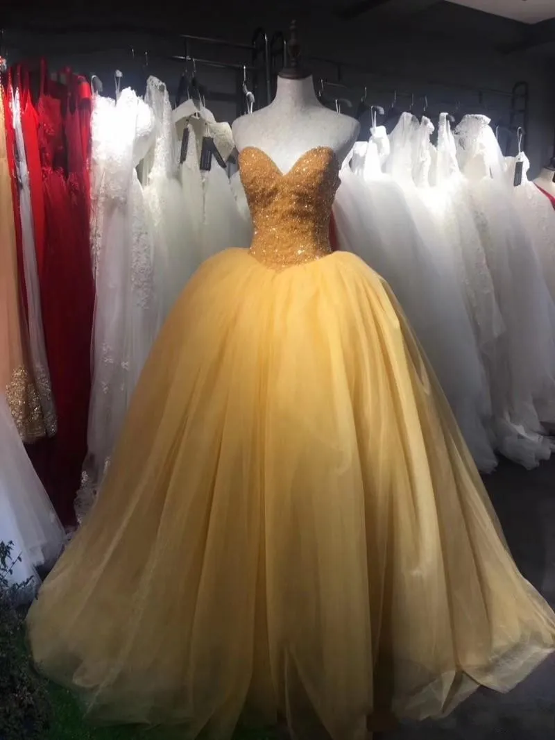 Sexy Baljurk Quinceanera Jurken Lovertjes Bling Bling Sweetheart Kralen Kristallen Vloerlengte Zoete 16 Jurk Vestidos de Quinceañera