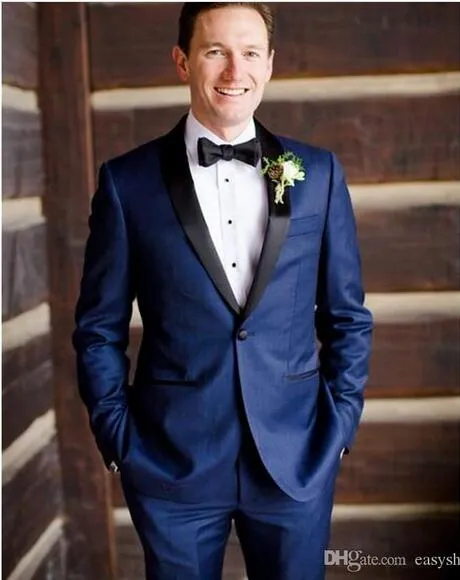 Men's Suits & Blazers Custom Made costume homme Slim Fit Groomsman Suit For Men Navy Blue Best Men Suit Wedding Men's Suits(Jacket+Pants)