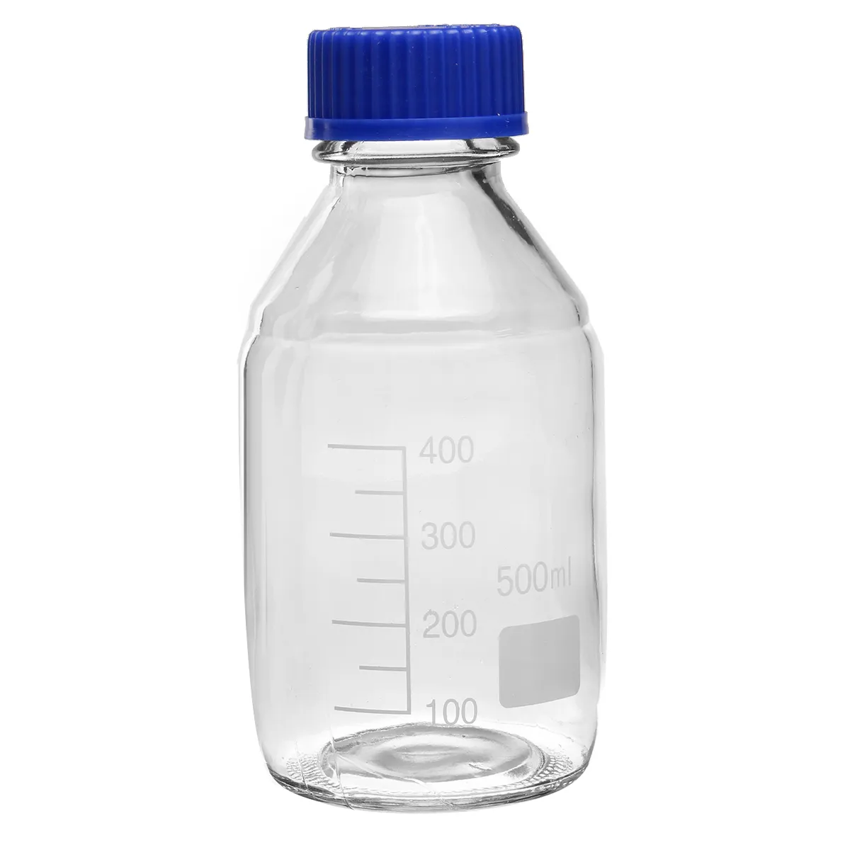 5 pçs / lote 500ml Garrafa de reagente de vidro Borossilicate Garrafa de capacidade com tampa de parafuso azul Garrafa de laboratório transparente escola ensinar